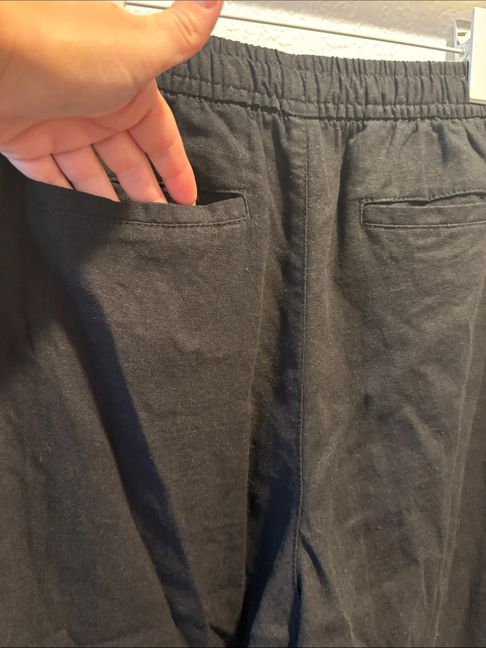 Old Navy Women’s Linen Black Elastic Waist Pants L